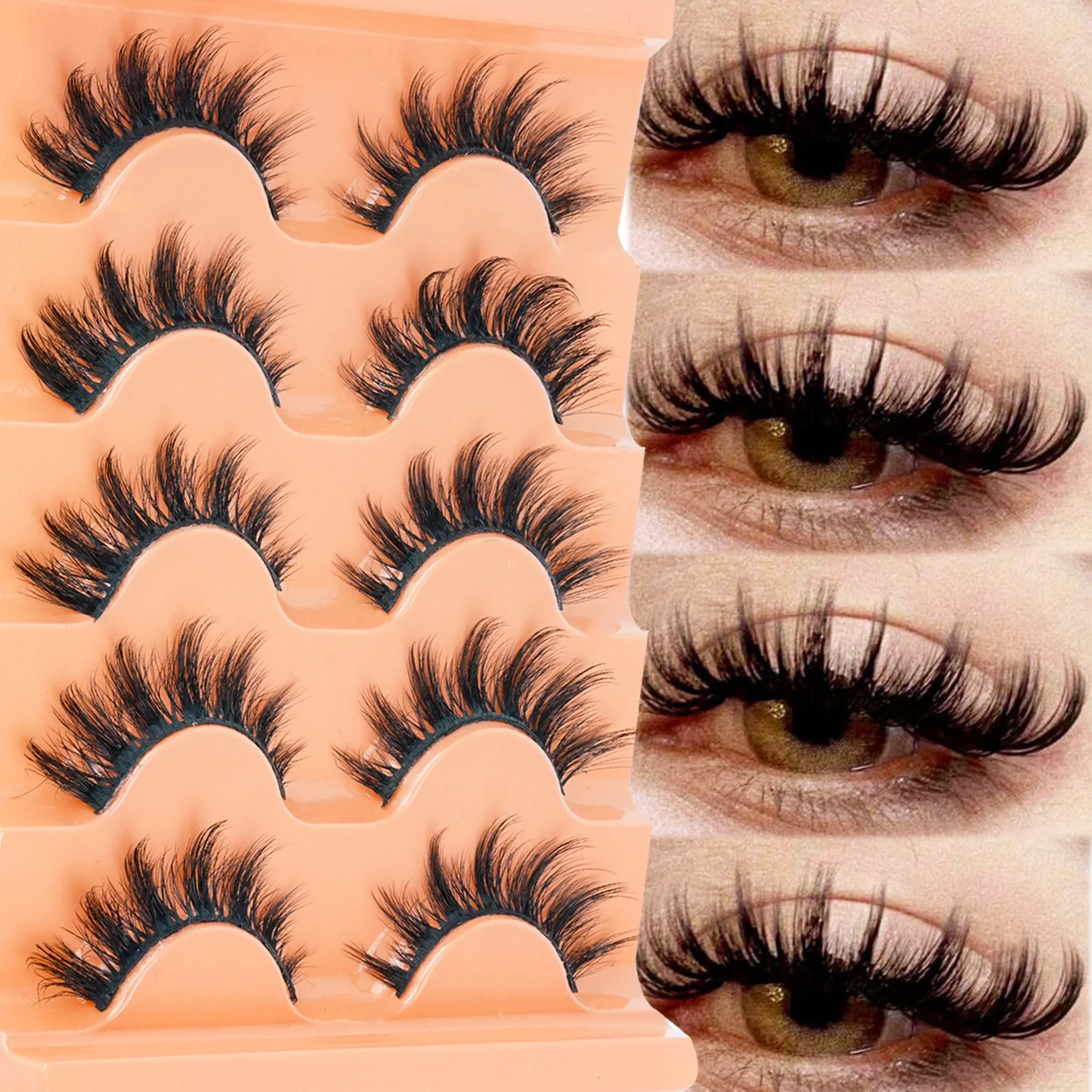 5 Pairs Cat Eye 8D Russian Vol - Beauty Makeup Women 评论和价格