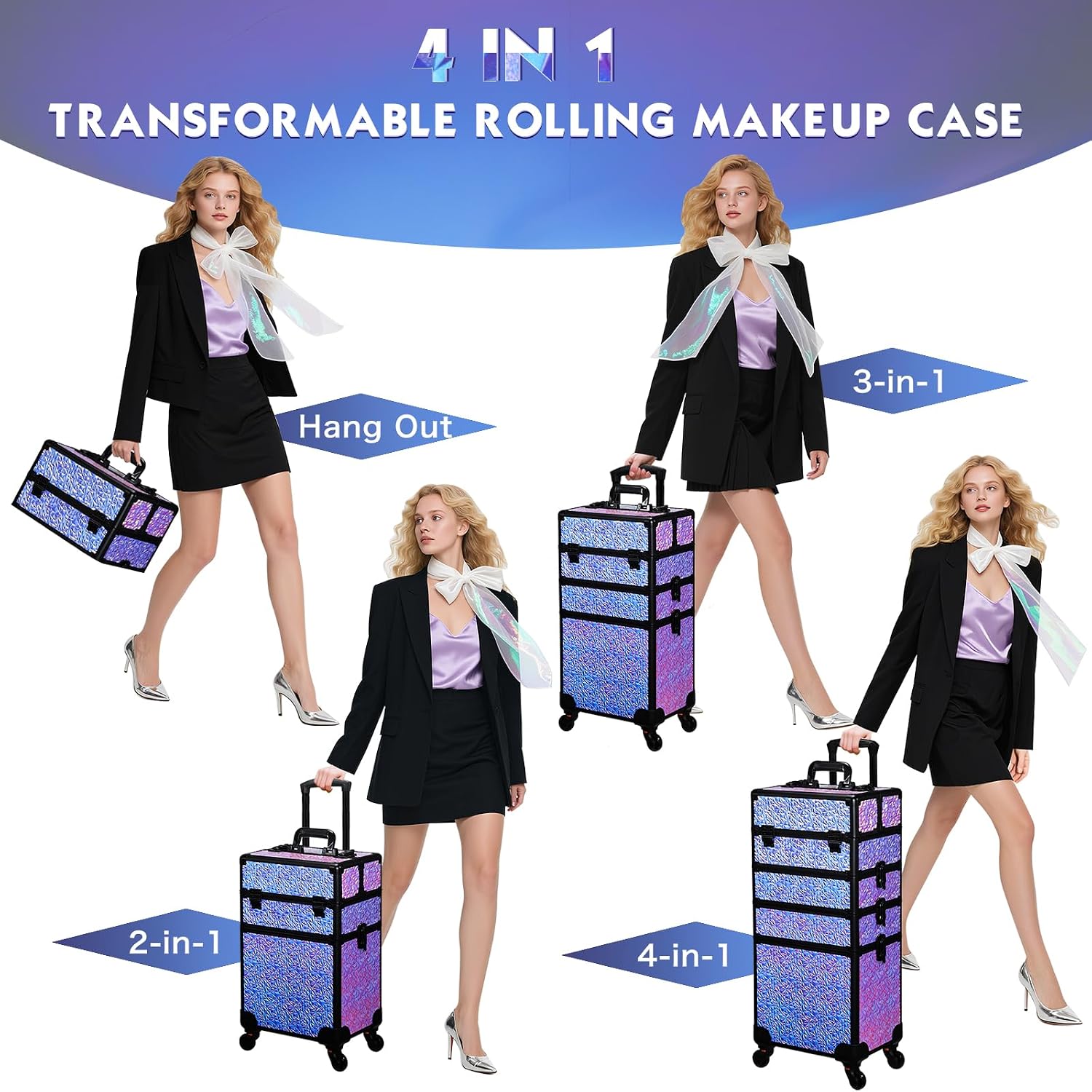 Rolling Makeup Train Case, Lar - Beauty Makeup Vanity Set 评论和价格